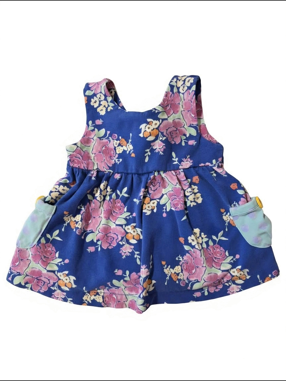 Matilda Jane Royal Blue Floral Dress with Pink and Cream Blooms 12-18M